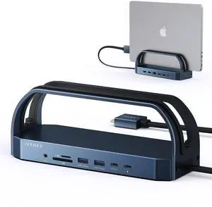 iVANKY 12-in-2 FusionDock 2 Vertical Docking Station Stand for MacBook Pro with 150W Power Adapter, Dual 4K@60Hz Monitor Dock for Mac M3/M4 Pro/Max Display 2x HDMI, 96W PD, 6 USB, Ethernet SD/TF Audio