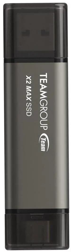 TEAMGROUP 2TB X2 MAX Portable SSD 1000MB/s, Dual USB Hard Drive Compatible with iPhone15,16&iPad&Mac, Steam Deck/ROG Ally/Windows/Android/PS5/Smart TV, 2-in-1 Type C &A, USB3.2 Gen2 External SSD