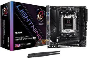 ASRock A620I Lightning WiFi Mini-ITX AM5 Motherboard Supports AMD Ryzen 9000 8000 7000 Series, DDR5 7200+ OC, PCIe 4.0 x16, WiFi 6E, 2.5G LAN, Dual M.2 Gen4 & Gen3, USB 3.2 Gen2 Type-C, HDMI