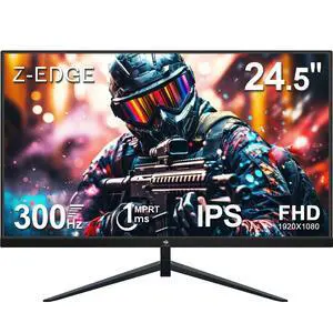 Z-Edge 24.5 inch 300Hz 280Hz 240Hz Gaming Monitor, UG25S FHD 1080p, Ultra Fast MPRT 1ms, IPS Monitor Gaming, PC Computer Monitor, 16.7M Colors, DP x2, HDMI x2