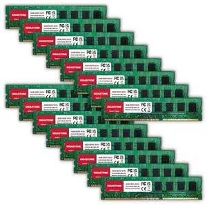 DDR3 RAM GIGASTONE 128GB Kit (16x8GB) DDR3/DDR3L 1600MHz (1333MHz) PC3-12800 (PC3-10600) CL11 1.35V/1.5V 2Rx8 UDIMM 240 Pin Unbuffered Non ECC High Performance PC Desktop Memory Upgrade