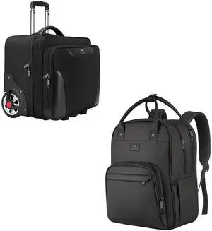 MATEIN Rolling Laptop Bag, Mens Large Briefcase with Big Wheels, Nurse Backpack, 17 Inch Extra Large Waterproof Laptop Backpack with Removable Organizer