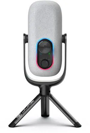 JLab Epic Talk USB Gaming Streaming Microphone, White, USB-C Output, Cardioid, Omni, Stereo, Bi-Directional, 192k Sample Rate, Volume Control, Gain Control, and Quick Mute, 3.5mm AUX, Plug and Play