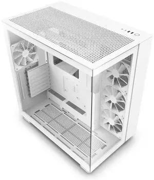 NZXT H9 Flow Dual-Chamber ATX Mid-Tower PC Gaming Case  High-Airflow Perforated Top Panel  Tempered Glass Front & Side Panels  360mm Radiator Support  Cable Management  White