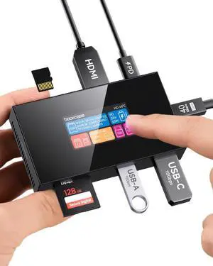 DOCKCASE Smart 7-in-1 USB C Hub & M.2 NVMe SSD Enclosure 10Gbps, USB3.2 Gen2 USB-A/C, 4K HDMI 2.1, PD 100W, UHS-II SD/TF Slots, Fits 2230/2242 B+M M-Key SSD, for Mac mini M1 2 3 4