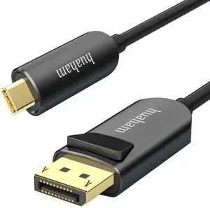 huaham USB C to DisplayPort Fiber Optic Cable 50FT, USB Type C to DP 1.2 Cable 4K@60Hz, Support Thunderbolt 4/3 Compatible iPhone 15Pro/Max, MacBook Pro/Air, iPad, XPS