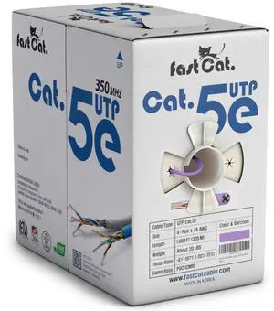 fast Cat. Cat5e Ethernet Cable 1000ft - 24 AWG, CMR, Insulated Bare Copper Wire Cat 5 ethernet Cable with FastReel - 350MHZ / Gigabit Speed UTP Cable Cat5e - CMR (Purple)