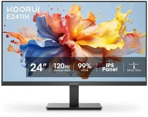 KOORUI 24-inch 120Hz Gaming Monitor IPS FHD (1920 x 1080P) sRGB 99% Support Freesync Computer Monitors VESA Mount HDMI & VGA Ports E2411H