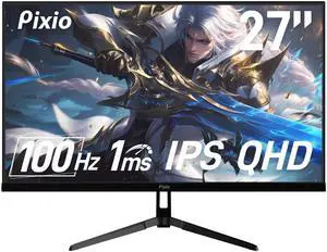 Pixio PX275 Wave 27 inch 100Hz Refresh Rate QHD 1440p Resolution IPS Panel 1ms MPRT Response Time Gaming Monitor with Adaptive Sync