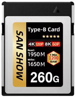 SANSHOWSD Professional CFexpress Type B Memory Card 260GB -Ideal for 4K & 8K RAW Video, High-Speed Photography, and Professional Use - Compatible with Canon, Nikon, Sony Cameras