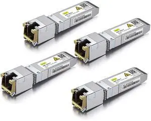 10Gtek ././/- +  , CAT.6a Copper Transceiver, Auto-Negotiation SFP+ Ethernet Module, up to 30-Meter, for Cisco SFP-10G-T-X, Ubiquiti, Netgear, Pack of 4