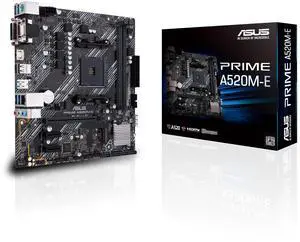 Asustek Computer Prime A520M-E AMD A520 (Ryzen AM4) Micro ATX Motherboard with M.2 Support, 1 Gb Ethernet, HDMI/DVI/D-Sub, SATA 6 Gbps, USB 3.2 Gen 2 Type-A