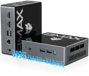 Bmax Mini PC B4 16GB RAM 512GB SSD, Intel Alder Lake N95 (Beat N100, up to 3.4 GHz) Win 11 Pro, Office Work Small Desktop Computer Support 4K UHD/Ubuntu/HDMI 2.0x2/Gigabit Ethernet/LAN/Dual-Band WiFi