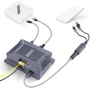 EDUP Starlink Mini PoE Injector & 12V Starlink Adapter Splitter Kit, 150W 5 in 1 GigE Passive PoE RJ45 USB Type-C Power Output, ESD Protection DC 9-36V to 48V/3A Power Supply for Starlink Mini Dishy