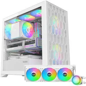 SAMA V Mesh Mid-Tower ATX PC Case & SAMA L60 CPU AIO Water Cooler