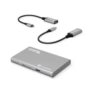 Plugable USB4 Hub Bundle with 2X USB-C to 4K HDMI Adapters, 5-in-1 Hub Offers 60W Charging, Single 8K or Dual 4K Display, Compatible with Thunderbolt 4/3 Macs and Thunderbolt 4 Windows