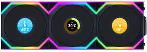 Lian Li UNI Fan SL LCD Wireless 120mm ARGB Fan - Triple Pack - 1.6" LCD - 2.4 GHz Wireless Signal for RGB & Fan Control - Daisy-Chain Design - Controller Included and Required - Black (12SLLCD1W3B)
