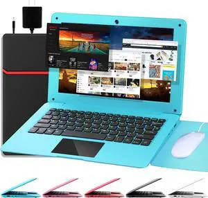 G-Anica Laptop Computer(10.1 inch), Quad Core Powered by Android 12.0, Netbook Computer with WiFi, Webcam and Bluetooth, Mini Laptop with Bag, Mouse, and Mouse Pad for Kids and AdultsBlue