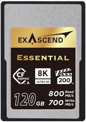 Exascend 120 GB / 180 GB / 240 GB Essential CFexpress Type A Card, Sustained Read 800MB/s, Compatible with Sony a1 / a7S III / a7 IV / FX3 / FX6 (120GB)