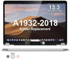 A1932 Screen Replacement for MacBook Air 13.3 inch Retina 2018 Year (Model:EMC 3184 MRE82 MREA2 MVFH2 MVFJ2) 2560x1600 Full LED LCD Display Assembly (Silver)