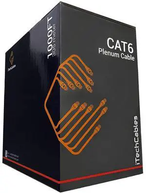 iTechCables, CAT6 Plenum Bulk Ethernet Cable 1000ft (CMP Rated) | Network Analyzer Test Passed | 23AWG 4Pair Solid, 550-MHz | Unshielded Twisted Pair (UTP) | Up to 10 Gigabit, Red