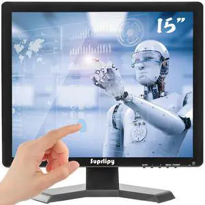 Suprlipy 15 Inch Touch Screen Monitor 1024x768 Support HDMI VGA AV USB BNC, 10 Points Capacitive Touch TFT LED Monitor for Laptop PC Xbox PS5/PS4 Switch POS Systems Built-in LounSpeakers
