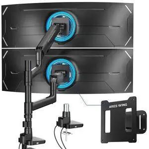 ARES WING Dual Monitor Mount & VESA Adapter for Samsung Neo G9, G65B, G70A, G75T, G85NB, CRG9, CHG9, CHG90, and Odyssey G9 Monitors