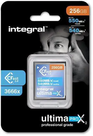 Integral 256GB CFast Card 2.0 High Performance with Read Speed up to 550MB/s and Write Speed up to 540MB/s