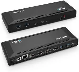 WAVLINK Docking Station Dual Monitors, Universal USB-C Docking Station with 65W PD Charging for Thunderbolt 4/3, USB-C Windows/Mac/Chrome,MacBook M1/M2, (2HDMI, 2DP, 6USB3.0, Ethernet, Audio/Mic)