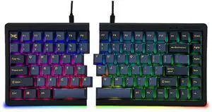 BAROCCOMiSTEL MD770 RGB BT5.0 Glaze Blue TKL Ergonomic Mechanical Keyboard, 75% Split Layout, Cherry MX, PBT DoubleShot Keycap, Mac/Windows OS Compatible (Cherry Red)