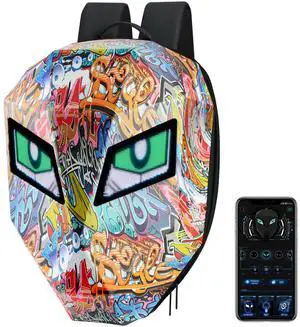 DABASHAN Motorcycle Backpacks for Men, LED Motorcycle Backpack With Full Color Screen, Large Capacity Laptop Backpack, Hard Shell Waterproof Helmet Bag (Graffiti)