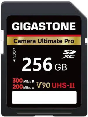 [5-Yrs Free Data Recovery] GIGASTONE 256GB SD Card UHS-II V90 U3 SDXC Memory Card High Speed, Read up to 300MB/s, Compatible with Canon Nikon Sony Pentax Kodak Olympus Panasonic Digital Camera