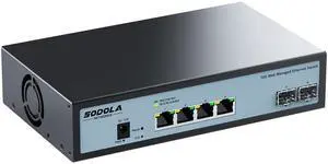 SODOLA 6 Port 10G Easy Web Managed Switch,4X 10G RJ45 + 2X 10G SFP+ Ports - Link Aggregation, QoS,VLAN,IGMP, 10G Switch for Network Management