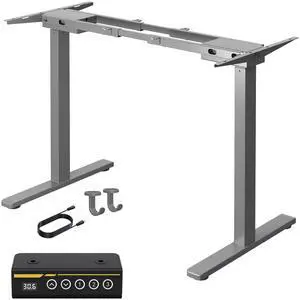 Gamork Dual Motor Electric Standing Desk Frame Height and Length Adjustable Legs for Home Office Ergonomic Stand Up Desk Frame with 350lbs Powerful Motor & 3 Memory Settings (Grey)