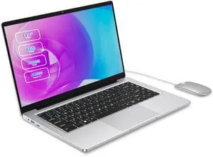 Laptop Computer, 14 inch Laptop Dual-Core Cerelon N4000 6GB RAM 128GB SSD Portable Laptop, 1366x768 IPS Display Fanless Design Laptop PC, WiFi 2.4/5G, BT 5.0, USB 3.0, Mini HDMI, Include USB-C Hub