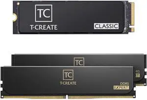 TEAMGROUP T-CREATE Expert overclocking 10L DDR5 32GB (2x16GB) 6000MHz Desktop Memory CTCED532G6000HC38ADC01 Bundle with Classic 1TB NVMe PCIe Gen4x4 Dramless M.2 SSD Read/Write 5,000/4,500MBs TM8FPM00