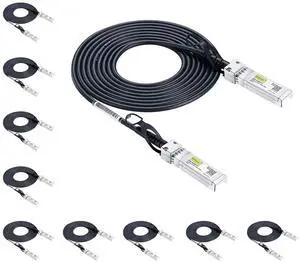 10Gtek 10G SFP+ DAC Cable - 10GBASE-CU Passive Direct Attach Copper Twinax SFP Cable for Cisco SFP-H10GB-CU3M, Meraki MA-CBL-TA-3M, Ubiquiti UniFi, Netgear, Fortinet, 3-Meter(10ft), 10-Pack