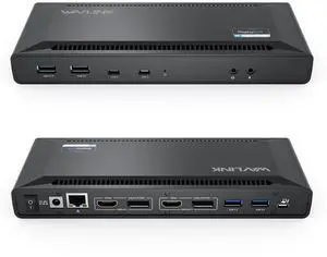 WAVLINK DisplayLink Laptop Docking Station - Dual Monitors 5K/4K@60Hz, 100W Charging - Thunderbolt 4/3, USB-C/A - M1 M2 Mac, Windows, Chrome, Ubuntu - 2HDMI, 2DP, 6 USB Ports, 130W Power, LAN, Audio