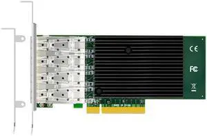 GLOTRENDS ST7219 4-Port 10G SFP+ Ethernet Network Card with Intel X710-BM1 Controller, PCIE 3.0 X8 Interface, Support Windows 11/10/Windows Server/Linux/ESX/VMware ESXi(Not Support Mac OS)