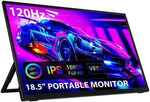 AUSDOM 18.5 Portable Laptop Monitor: 18.5inch 120Hz 1080P FHD IPS USB-C Second Screen for Laptop, Large External HDMI Computer Display Travel Gaming Monitor for PC/Tablet/Mac/Switch/Xbox/PS4/PS5