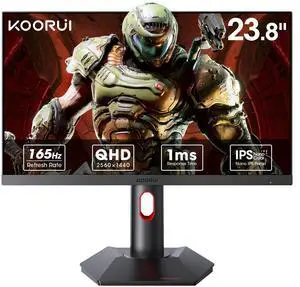 KOORUI Gaming Monitor, QHD 24" Nano IPS Display, 1440P 165Hz Computer Monitor, 1ms 2K PC Screen, 100% sRGB, Adaptive Sync, Height/Tilt/Pivot Adjustment, HDMI, DisplayPort, GP01