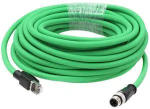 HangTon Sensor Actuator Ethernet M12 4 Pin D Coded RJ45 CAT5e Cable for Keyence IV IV2 Omron Machine Vision System Profinet Network Shielded PVC 50m