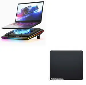 llano Laptop Cooler Bundle with Glass Mousepad Large Size 17.7" x 15.8"