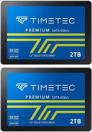 Timetec 2TBx2 (2 Pack) SSD 3D NAND SATA III 6Gb/s 2.5 Inch 7mm (0.28") Read Speed Up to 550 MB/s SLC Cache Performance Boost Internal Solid State Drive for PC Computer Desktop and Laptop