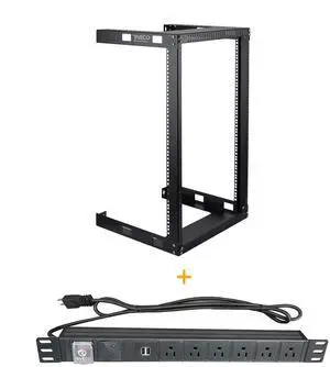 RIVECO 18U 19" Wall Mount Server Rack + PDU 6 Outlets & 2 USB Ports Power Strip for Racks & Cabinets