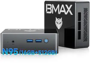 Bmax Mini PC B4 Intel 12th Alder Lake N95 (up to 3.4GHz) 16GB DDR4 RAM/512GB SSD 4C/4T Small PC Support Ubuntu, 4K 60Hz UHD Graphics Dual Display/HDMI/BT 4.2/VESA/Home Micro Computer