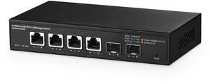 Binardat 6 Port 10 Gigabit Managed Switch, 4x10G RJ45 Ethernet,Support 1G/2.5G/5G/10G, 2x10G SFP+, 120Gbps Bandwidth, L3 Web Managed, Metal Small Network Switch