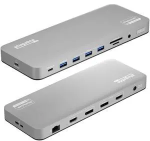 Plugable USB C Laptop Docking Station, Dual Monitor 4K 60Hz for Apple Mac M1/M2/M3/M4, 2X HDMI or 2X DisplayPort, 100W Charging DisplayLink Dock, 2 Displays for MacBook, Driver Required (UD-6950PDH)