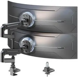 Dual Monitor-Arm Heavy-Duty for 17-49-inch Screens - Premium Vertical Stacked Dual Monitor Arm Desk Mount for Ultrawide Screens up to 44lbs, Fully Adjustability, VESA 75/100 mm, Black