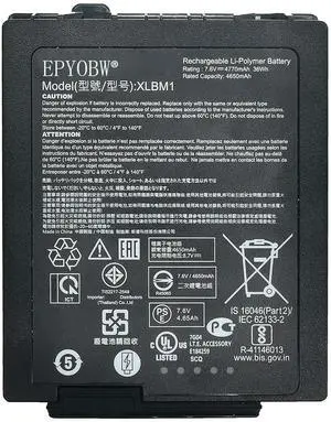 EPYOBW XLBM1 Laptop Battery 36Wh 4770mAh 7.6V Compatible with Zebra Xplore LynPD5O3 0B23-01H4000E 0B23-023U000P Series